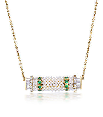 Pearl, Diamond and Emerald necklace